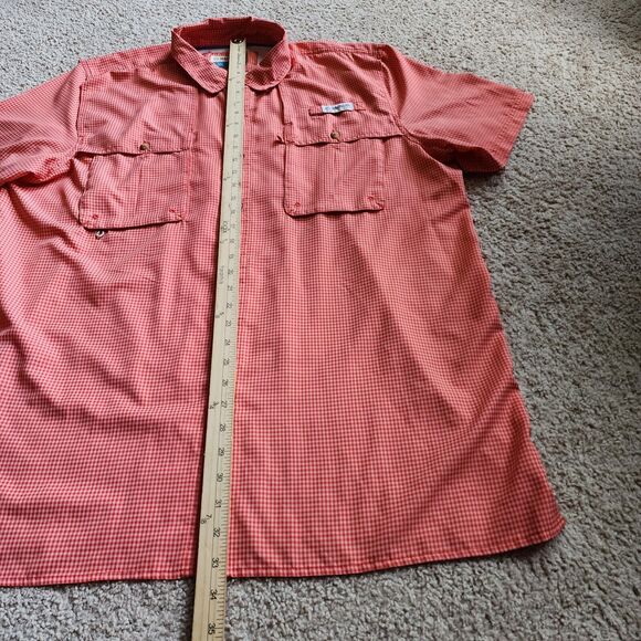 Magellan Angler Fit Shirt Mens XL Fishing Mag Wick Peach Orange Gingham Check - Picture 7 of 10